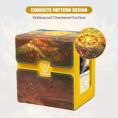 Katomula Card Deck Box for MTG Commander, Trading Cards Case Holds 100 Double-Sleeved Cards with Commander Display and Dice Tray-Plains - style: Plains