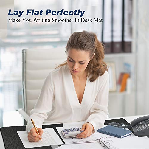 Desk Pad for Office Home 31" x 13",PU Leather Waterproof Large Desk Writing Mat Organizer,Multifunctional Ultra Thin Dual Use Desk Blotters Mouse Pad Protector … (Black) - color: Black