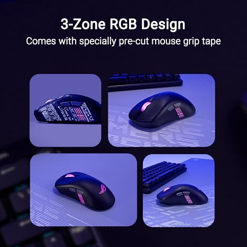 ASUS ROG Keris II Origin Wireless Gaming Mouse – Right-Handed Ergonomic, 65g, Tri-Mode Connectivity, 42K DPI, up to 127Hr Battery, Web-Based Configuration, PC/Mac Support - Black - color: Black, style: Keris II Origin