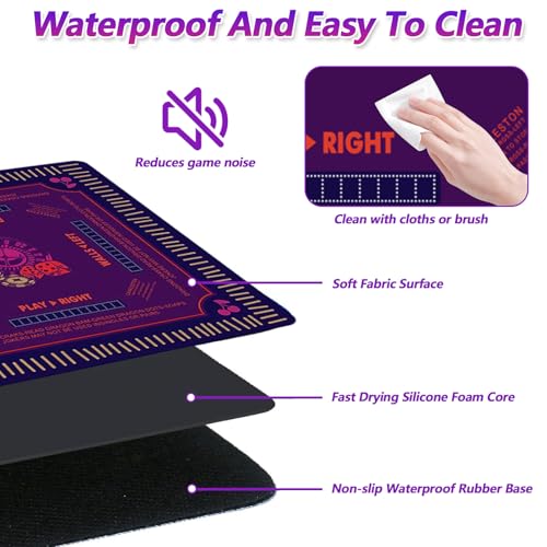 3MM Mahjong Mat 31.5” x 31.5” with Black Carrying Bag,Thickened Waterproof Anti Slip & Noise Reduction Gaming Mahjong for Table, Board Games, Poker,Dominoes and Card Games