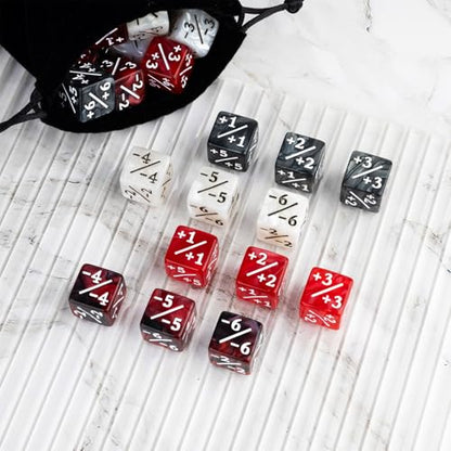 48 Pieces Magic Counter Dice Plus 1 MTG Counters Dice Set Marble Life Buff Tokens D6 Dice Compatible with Magic The Gathering, TCG, Card Gaming Accessories, Red - color: Red