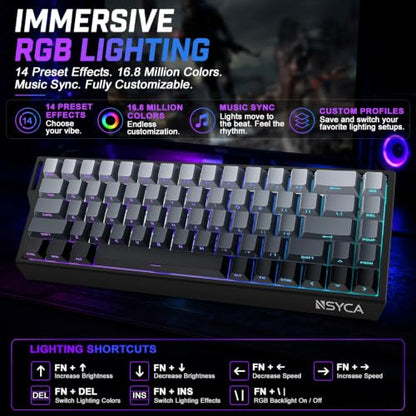 WIN68 HE Hall Effect Keyboard, Rapid Trigger Magnetic Gaming Keyboard, 8000Hz Polling Rate, DKS & SOCD, 0.01mm Adjustable Actuation, RGB PBT Keycaps, 60% Wired Keyboard for FPS Gaming PC & Mac - color: WIN68 Black Side-Printed
