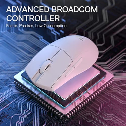 Redragon M916 PRO 3-Mode Wireless Gaming Mouse, 55G Ultra-Light 26K DPI Mouse w/Ergonomic Natural Grip Build, Full Programmable Buttons, Software Supports DIY Keybinds & DPI - color: White, style: 1K Hz