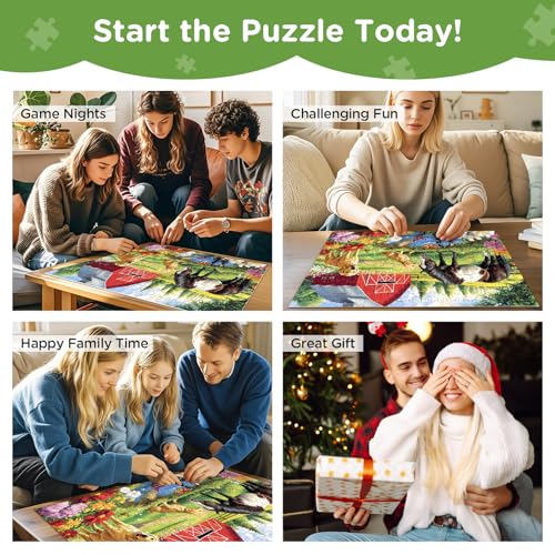 300 Piece Puzzle for Adults, Golden Retriever Horse on Farm Scenic Landscape Jigsaw Puzzle, Jigsaw Puzzles for Adult 300 Piece, Challenging Yet Relaxing 300 Pieces Puzzle Game for Kids Adults Seniors - style: Horse