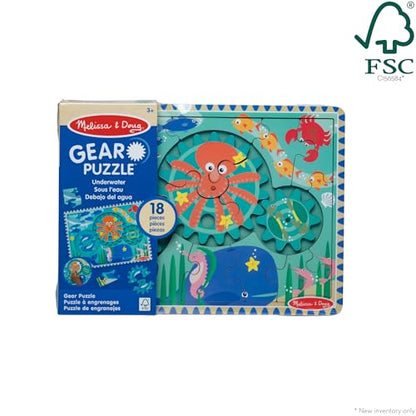 Melissa & Doug Wooden Underwater Jigsaw Spinning Gear Puzzle – 18 Pieces Wooden Puzzle for Toddlers and Preschoolers, for Boys and Girls Ages 3+