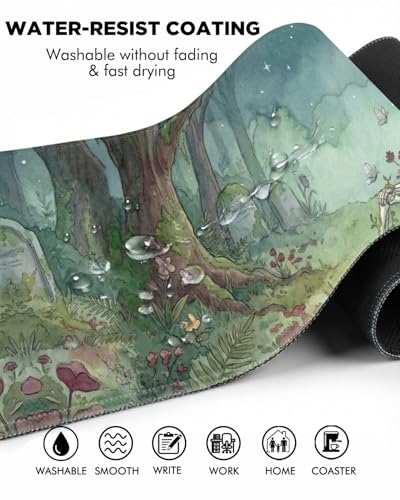 Mouse Pad, Desk Mat, 31.5x11.8in Large Mousepad, Forest Remains | Desk Pad with Stitched Edge & Rubber Non-Slip Bottom, Gaming Mouse Pad, Extended Mousepad for Home, Office - color: Forest Remains