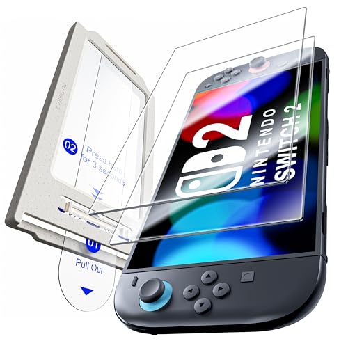 for Nintendo Switch 2 Screen Protector - 2025 Switch2 9H Tempered Glass, HD Clear with Auto Dust Removal, Anti-Scratch & Bubble-Free Installation Kit (2 Pack)