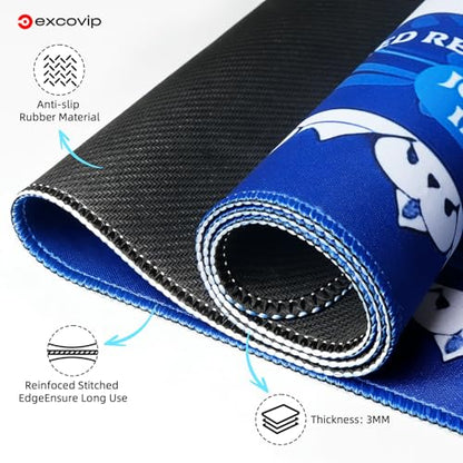 excovip Blue Mahjong Mat for Table (32.5Inch x 32.5Inch) with Black Carrying Bag, Mahjong Table Cloth with Rules,Noise Reduction Anti-Slip Game mat for Mahjong/Poker/Board Games/Card Games/Dominoes - color: 32.5x32.5inch-dark Blue