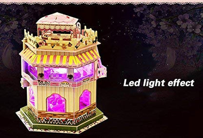 Rooftop Romance 3D Puzzle Dollhouse for Girls - Easy to Assemble 3-D Miniature Doll House Building Kit with LED Light for Kids - Educational Paper Jigsaw Puzzles - Perfect Craft Toys Gift - 101 Pcs - style: Daily