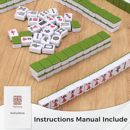 Mahjong Set, 146pcs Chinese Mahjong Tile Set Quality Mahjong Tiles | 1.4" Large Tile with Exquisite Storage Box Easy to Carry, Instruction Included Mah Jongg Sets for Family & Friends Gatherings - size: Home