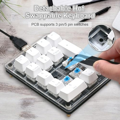 Icstation Numeric Keypad Soldering Practice Kit, 17 Key USB Hot-Swappable Blue Switches Mechanical Number Pad with PBT Keycaps STEM Soldering Project for School Learning Hobbyists Laptop PC Computer