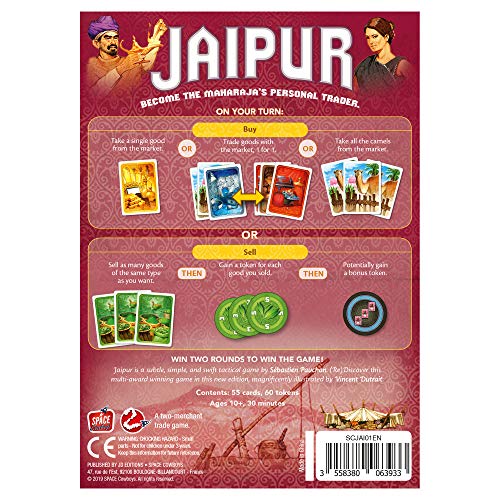 Jaipur Board Game - 2-Player Trading Card Strategy for Adults & Families, Fast-Paced Merchant Duel, Adult Board Games, Fun for Adults, 2 Players, Ages 10+, 30 Minute Playtime | For quick duels, trade goods for top rupees, Fast-paced timing in a 2-player f