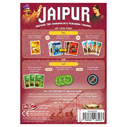 Jaipur Board Game - 2-Player Trading Card Strategy for Adults & Families, Fast-Paced Merchant Duel, Adult Board Games, Fun for Adults, 2 Players, Ages 10+, 30 Minute Playtime | For quick duels, trade goods for top rupees, Fast-paced timing in a 2-player f