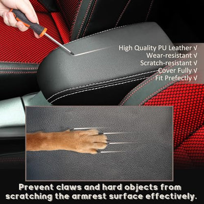 ramuel Center Console Armrest Cover for Ford Focus 2007 | Anti-Scratch ，Non-Slip ，PU Leather ，Easy Install - size: for Focus 2007