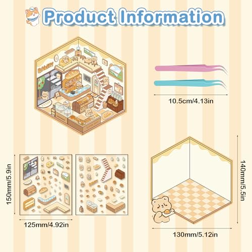 3D House Stickers,DIY Sticker Therapy for Adult Fun Cute Cartoon Stickers | Scene Make Your Own for MINI Room Scenes for MINIature Supermarket for Relief Stress Pass The Time (20 PCS) - size: 20 Pcs Regular
