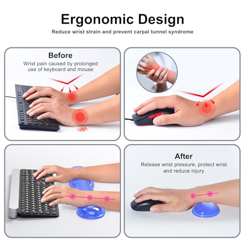 MOKURU Gel Keyboard and Mouse Wrist Rest Set, Comfort Ergonomic Wrist Support, for Wrist Pain Relief, Computer Keyboard Wrist Rest (Blue) - color: Blue