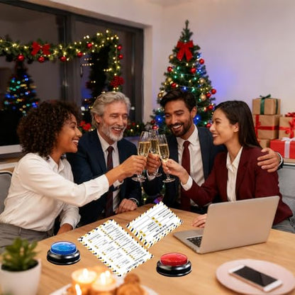 Office Party Friendly Feud Game with 2 Answer Buzzers, Team Building Feud Cards for Family Game Night Fun Trivia Quiz for Work Staff Coworkers Company Groups Holiday Gathering