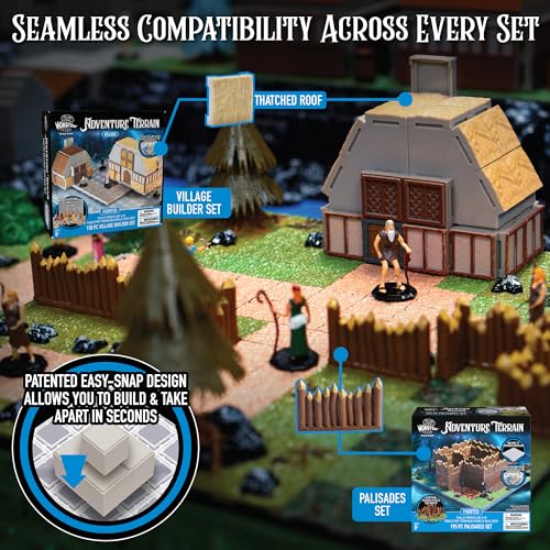 Monster Adventure Terrain - NEW! Village Builder Set (158pc) - 3D Interchangeable Dungeon System w 23 New Tiles - Build Modular Worlds in a Snap & Elevate Your Campaign - Compatible with DND - color: Village Builder Set
