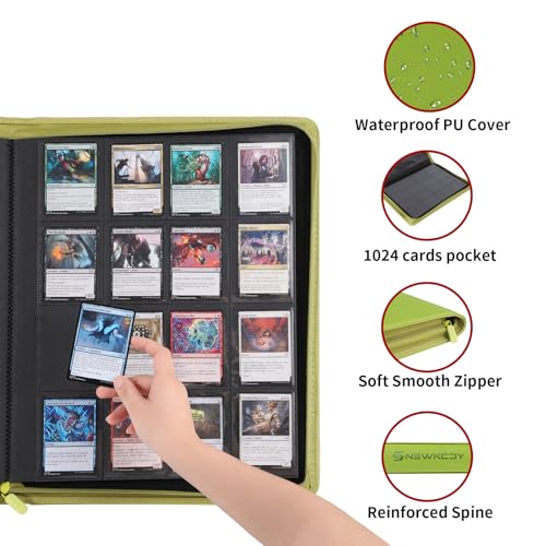 Snekdy premium 1024-pocket trading card binder, 16-pocket cards album, waterproof PU-leather Cover album with side loading, holds gaming, baseball, basketball & sports cards (Cyan) - color: Cyan