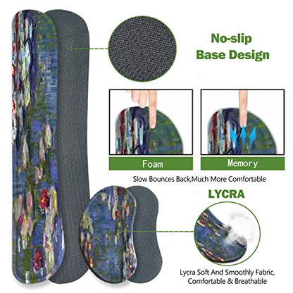 ToLuLu Extended Gaming Mouse Pad, Ergonomic Keyboard Mouse Wrist Rest Set | Large Desk Mat with Stitched Edges, Non-Slip Base Memory Foam Support Mousepad for Home Office Game, Monet Water Lilies - color: Monet Water Lilies