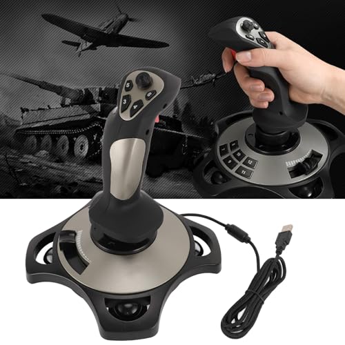 Masyrt Wired PC Flight Joystick with Vibration Function, Flight Simulator Control Stick with Throttle Control, Compatible with 7 8 10 11 for Computer, Laptop