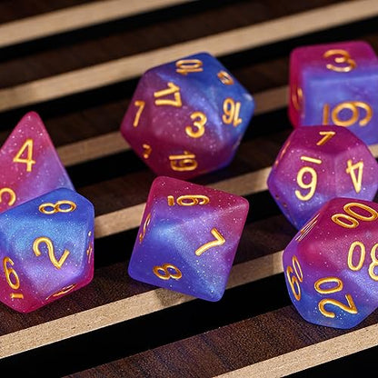 7PCS DND Dice Bisexual-Pride Polyhedral Dice Set D&D Homosexual Flag for RPG and Other Tabletop Games(Matte) | Leather Storage Bag, DM Gift, for Dungeons and Dragons Role Playing Games - color: Flag-bisexual-pride(matte)