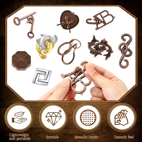 24 Pcs Metal Brain Teaser Puzzles Assortment for Adults Difficult Magic Puzzles Highly Hard Brain Games Iq Logic Test Disentanglement Game for Mind Challenge(Novelty) - style: Novelty
