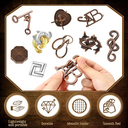 24 Pcs Metal Brain Teaser Puzzles Assortment for Adults Difficult Magic Puzzles Highly Hard Brain Games Iq Logic Test Disentanglement Game for Mind Challenge(Novelty) - style: Novelty