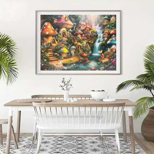 Mushroom Castle 1000 Piece Puzzle for Adults,Mushroom Garden Waterfall Puzzles for Adults 1000 Pieces,Challenging and Hard Difficult Mosaic Jigsaw Puzzles Toy Games 1000Pieces 27.5 X 19.7inch - color: Mushroom Castle