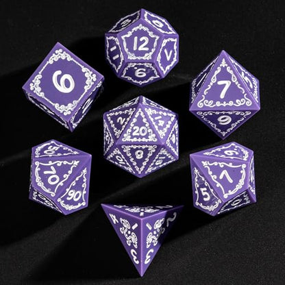 Cusdie 7-Piece Sharp Edges DND Dice Set with Sprout Design - Perfect for Tabletop RPGs Board Games Gifting and Collecting(Sprout Purple) - color: Sprout-purple