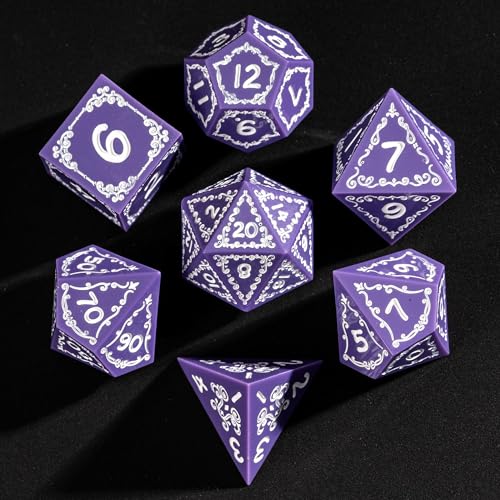 Cusdie 7-Piece Sharp Edges DND Dice Set with Sprout Design - Perfect for Tabletop RPGs Board Games Gifting and Collecting(Sprout Purple) - color: Sprout-purple