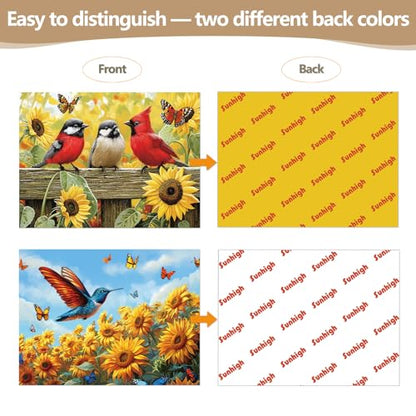 Sunhigh Dementia Puzzles for Elderly, Set of 2-60 Piece Jigsaw Puzzle, Alzheimer’s Products and Activities for Seniors Birds and Sunflowers - color: Sunflowers