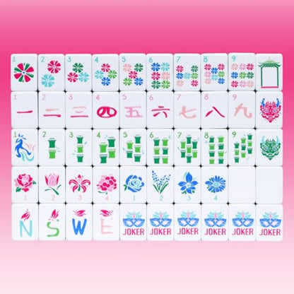 Jongyance American Mahjong Tile Set(4 Layer),160 Acrylic Engraved Mahjong Tiles, Mahjong Tiles Bag and Accessories - color: Magenta