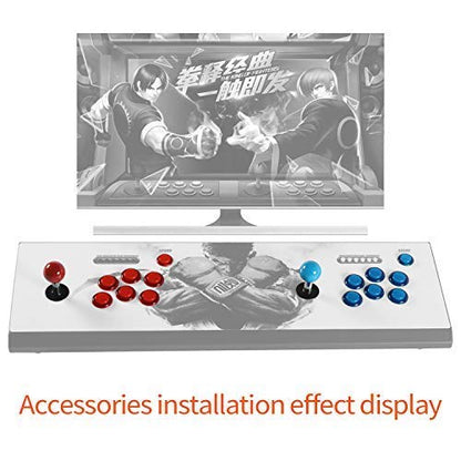 Qenker 2 Player LED Arcade DIY Parts 2X USB Encoder + 2X Joystick + 20x LED Arcade Buttons for PC, MAME, Raspberry Pi, Windows (Red & Blue Kit)