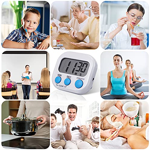 Weewooday 4 Pcs Large Classroom Timers, Magnetic Digital Kitchen Timer Bulk, Loud Alarm Electronic Countdown Stopwatch Multifunction for Classroom Office Cooking Baking Teacher Lab Gym (4 Colors) - color: 4 Colors