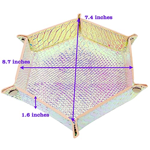 SIQUK 2 Pieces Mermaid Dice Tray PU Leather Dice Trays Portable Folding Hexagon Dice Roller Tray for Dice Games Like RPG, DND and Other Table Games (Violet, Light Violet) - color: Violet, Light Violet(graduated)