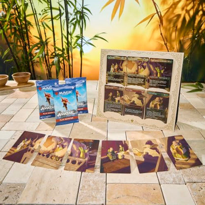 Magic: The Gathering | Avatar: The Last Airbender Scene Box 2 - Tea Time at the Jasmine Dragon | 6 Foil Borderless Scene Cards, 6 Art Cards, 3 Play Boosters + Display Easel