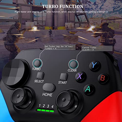 Megadream Wireless Mobile Gaming Controller Gamepad for iPhone/Android/iPad/PC/Switch/PS4/iPad Joystick with Phone Holder, Supported Cloud Game, Streaming on PS5/Xbox, Turbo, COD, Direct Play - color: Blue+Red