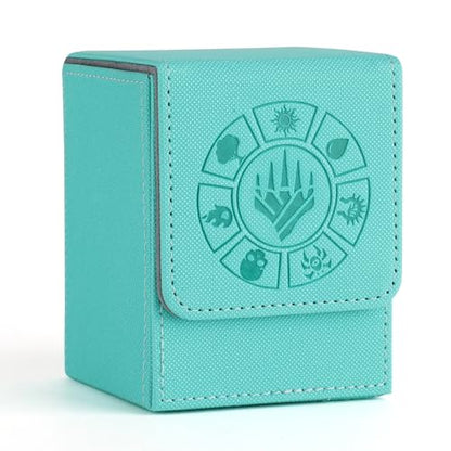 Arkeiliy Card Deck Box, 110+ Storage MTG Deck Box with 50 Pcs Card Sleeve, Collectible Trading Card Cases for Magic Commander and More (Turquoise) - color: Turquoise