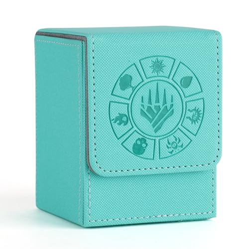 Arkeiliy Card Deck Box, 110+ Storage MTG Deck Box with 50 Pcs Card Sleeve, Collectible Trading Card Cases for Magic Commander and More (Turquoise) - color: Turquoise