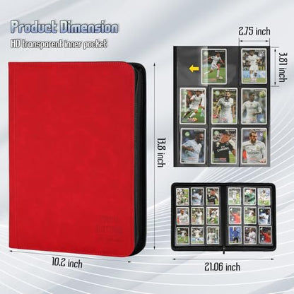Trading Card Binder, Premium 9 Pocket Double Sided 540 Pocket PU Card Collection Binder, Collectible Trading Card Albums for MTG, TCG, Sport Card, Game Cards (Red) - color: Red