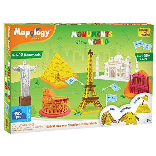 Imagimake Mapology Monuments of World | 3D Puzzles for Kids Ages 8-10 | Learning & Educational Toys for 5-7 | Puzzles for Ages 4-8 | Geography Gifts for Boys & Girls 5,6,7,8,9,10,11,12,13,14 Years Old - style: Monuments of theWorld