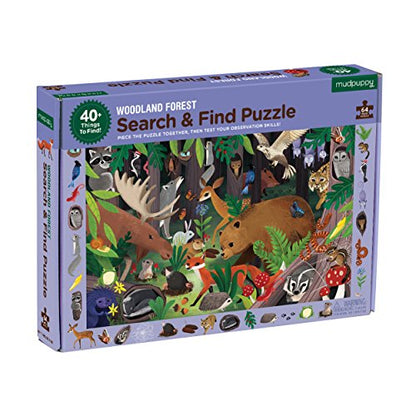 Mudpuppy Woodland Forest — 64 Piece Search & Find Puzzle Jigsaw Puzzle Featuring Diverse Woodland Animals and Over 40 Hidden Images to Find for Ages 4+ - color: Woodland Forest