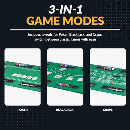 Hathaway No Limit 3-in-1 Portable Casino Tabletop, Black/Green