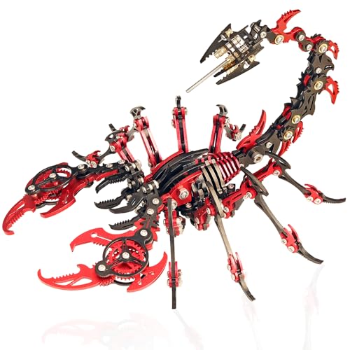 3D Metal Puzzles for Adults, Scorpion 3D Metal Model Kit to Build DIY Colorful 3D Puzzle Ornaments for Adults, Teens Birthday Christmas - color: Black and Red