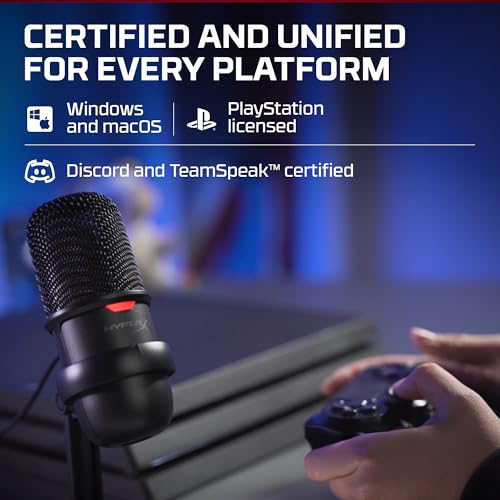 HyperX SoloCast USB Condenser Microphone Tap-to-Mute Sensor Card for Gaming Streaming Podcasts Twitch YouTube Discord - Black (Renewed)