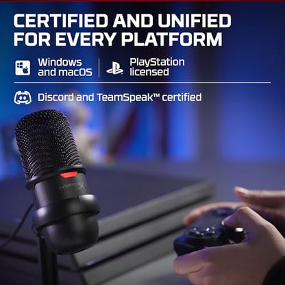 HyperX SoloCast USB Condenser Microphone Tap-to-Mute Sensor Card for Gaming Streaming Podcasts Twitch YouTube Discord - Black (Renewed)