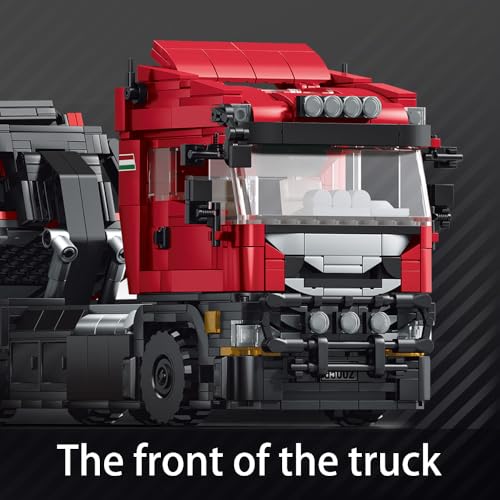 APAWR 1728PCS Red 2-in-1 Truck car MOC Building Block Set, Collectible Display Truck Gift Set for Boys Age 8+and Adult，Construction Vehicle Series Rescue Tow Truck Set, Adult Car Model - color: Red