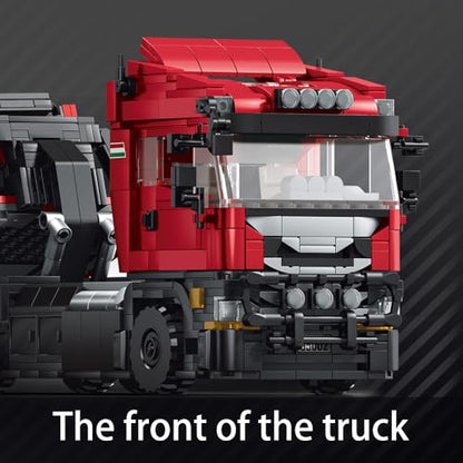 APAWR 1728PCS Red 2-in-1 Truck car MOC Building Block Set, Collectible Display Truck Gift Set for Boys Age 8+and Adult，Construction Vehicle Series Rescue Tow Truck Set, Adult Car Model - color: Red