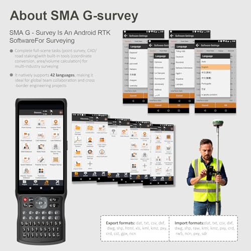 SMA26 Pro RTK GNSS Surveying Equipment, Rover & Base with Collector, Drone Base Station, 4G BT IMU CORS NOAA, 15 km UHF, No Subscription Fee, GPS for Land Surveying & Engineering - style: SMA26 Pro Rover&Base